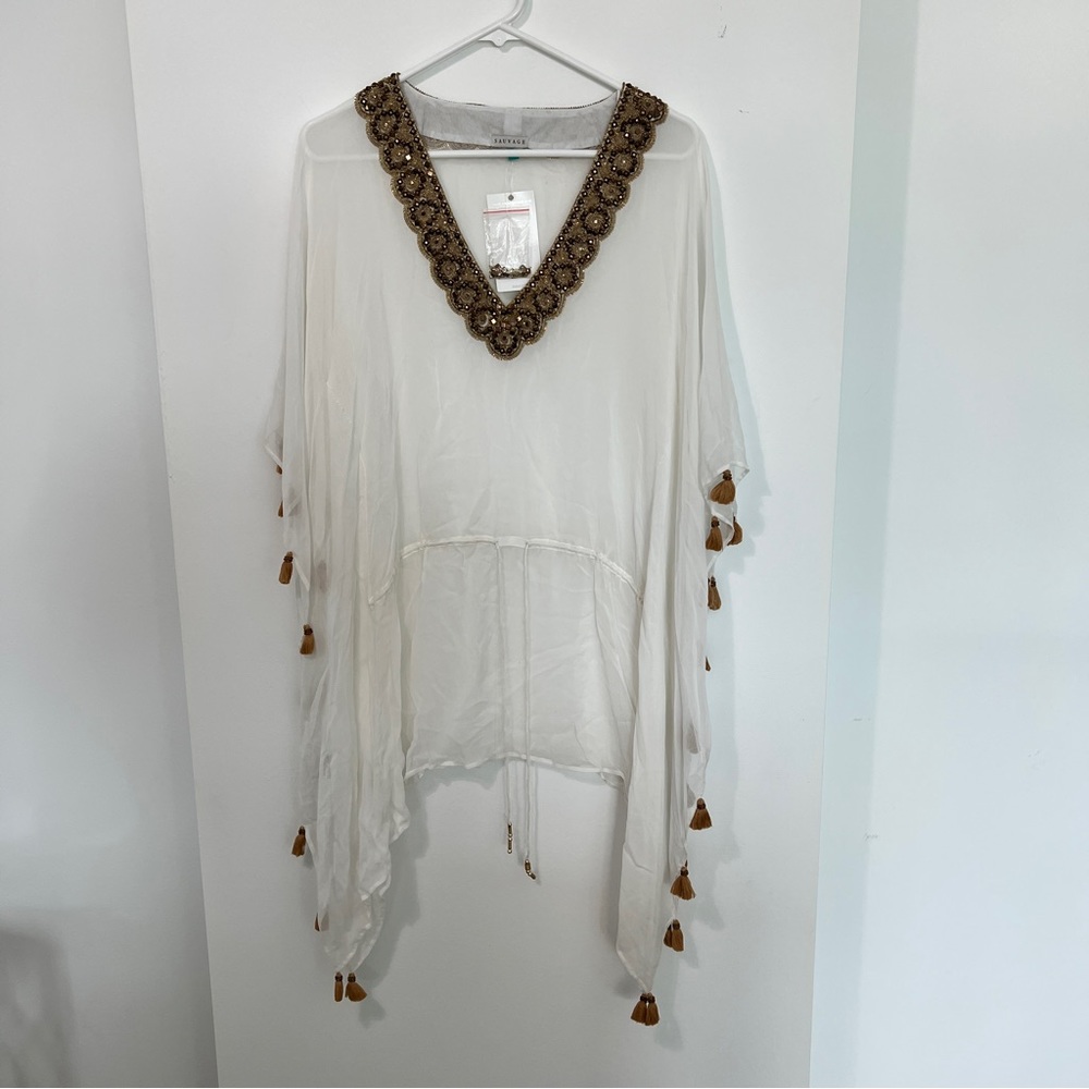 Luxury beaded sheer cover up